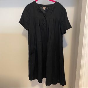 H&M linen cotton black button dress Sz 8